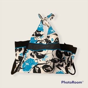 Halter top leaf flattering dress with a tie belt